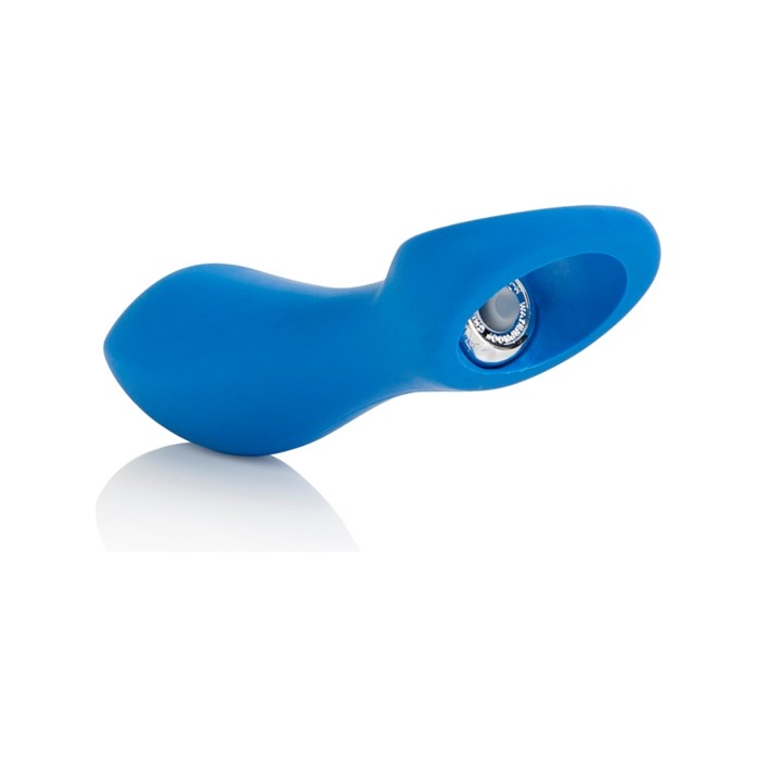 Голубой вибратор с ручкой-кольцом Posh Silicone O Probes - 15 см - Posh. Фотография 5.