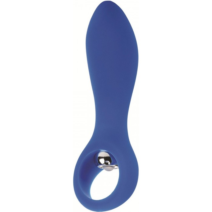 Голубой вибратор с ручкой-кольцом Posh Silicone O Probes - 15 см - Posh