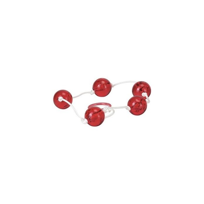 Красная анальная цепочка с пятью звеньями Anal Beads. Фотография 2.