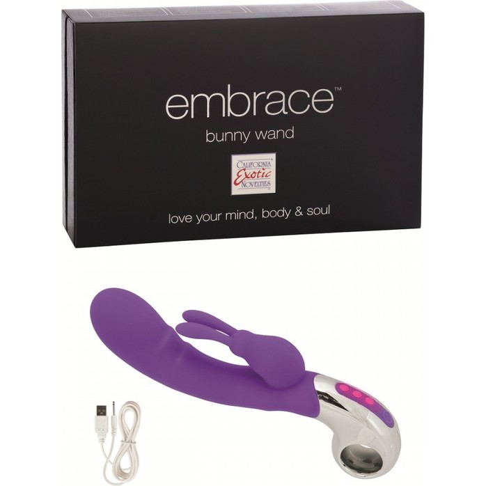 Фиолетовый вибратор Embrace Bunny Wand - 21 см - Embrace. Фотография 2.