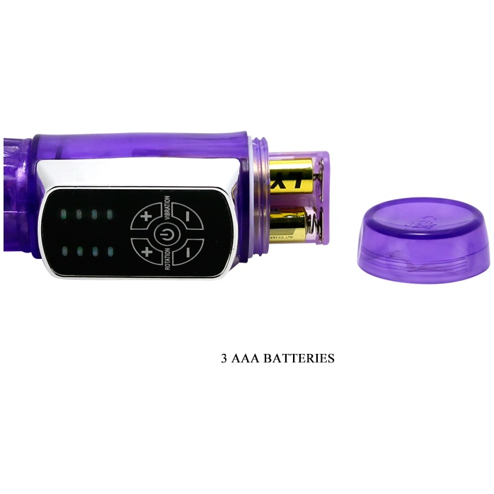 Фиолетовый вибратор с клиторальным стимулятором и ротацией - 21,5 см. Фотография 6.