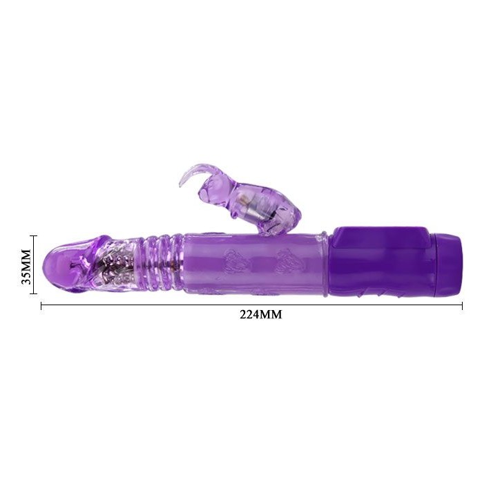 Фиолетовый вибратор Up and Down Love Doudse с ротацией - 22,4 см. Фотография 3.