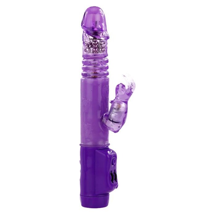 Фиолетовый хай-тек вибратор с ротацией и возвратно-поступательным движением - 24 см