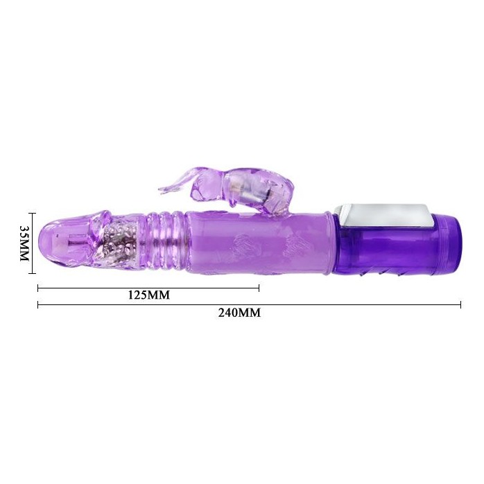 Фиолетовый ротатор с возвратно-поступательными движениями и клиторальным стимулятором - 24 см. Фотография 3.