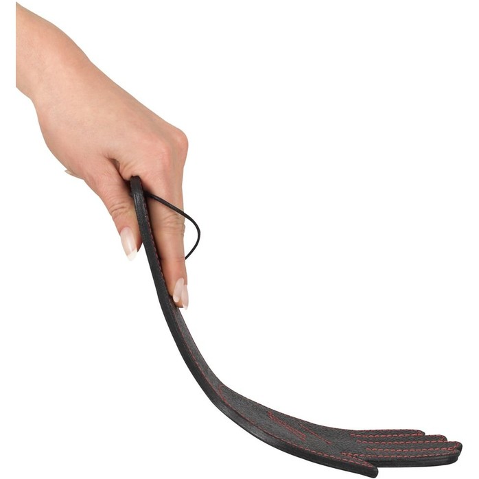 Чёрная шлёпалка Slapper Hand в виде ладошки с контрастной строчкой - 30 см - Bad Kitty. Фотография 3.