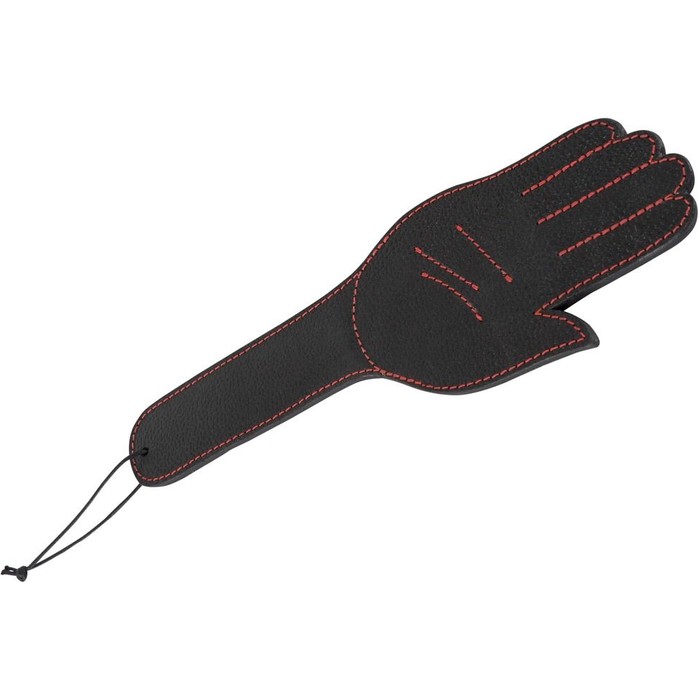 Чёрная шлёпалка Slapper Hand в виде ладошки с контрастной строчкой - 30 см - Bad Kitty