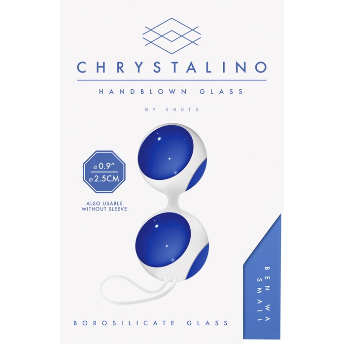 Синие вагинальные шарики Ben Wa Small в белой оболочке - Chrystalino. Фотография 6.