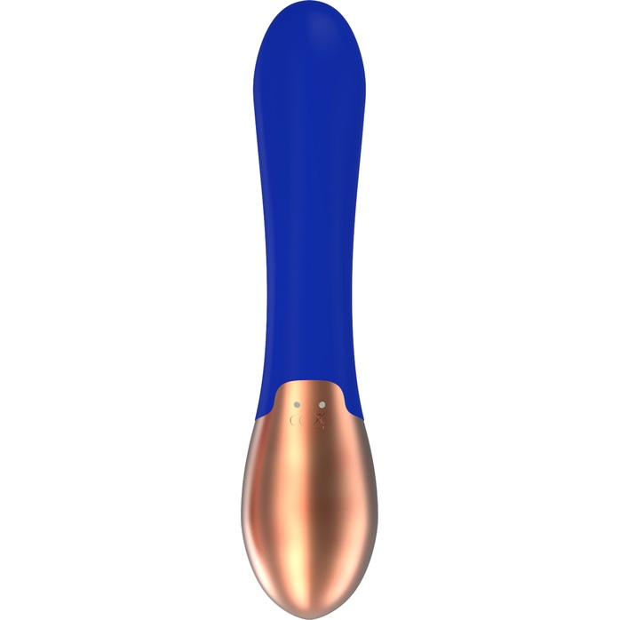Синий вибратор Opulent с функцией нагрева и клиторальной стимуляцией - 20 см - Elegance. Фотография 7.