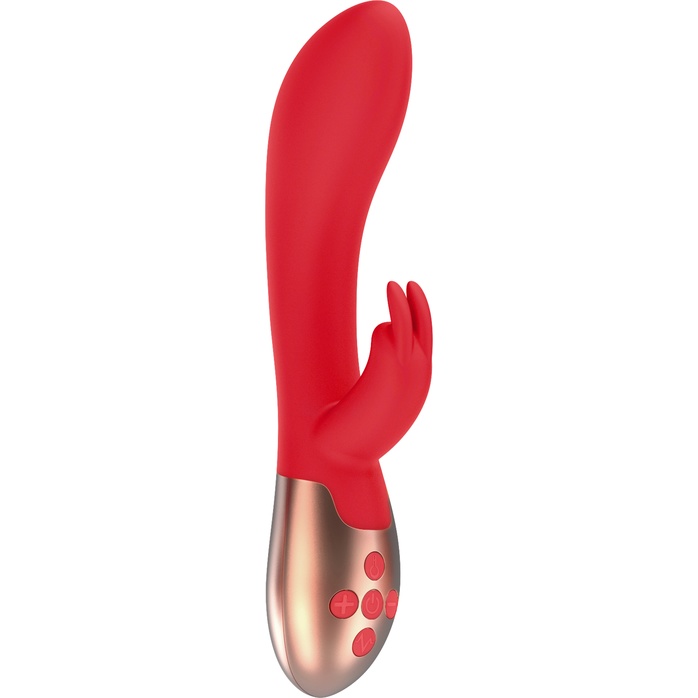 Красный вибратор Opulent с функцией нагрева и клиторальной стимуляцией - 20 см - Elegance