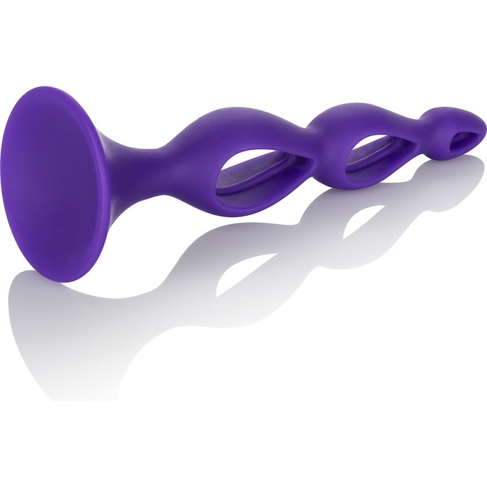 Фиолетовая анальная елочка Silicone Triple Probe - 14,5 см - Booty Call. Фотография 5.