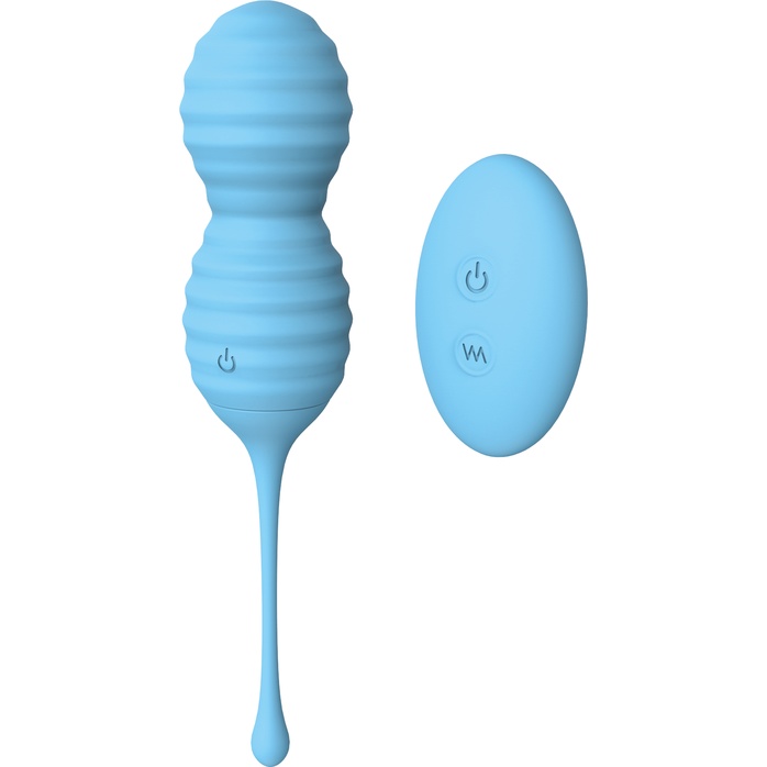 Голубые вагинальные виброшарики BEEHIVE с пультом ДУ - Pleasure Balls   Eggs. Фотография 2.