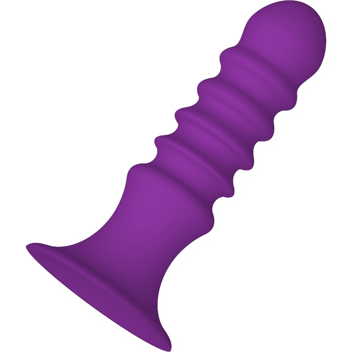 Фиолетовый ребристый анальный стимулятор RIBBED PLUG - 13,5 см - Cheeky Love. Фотография 2.