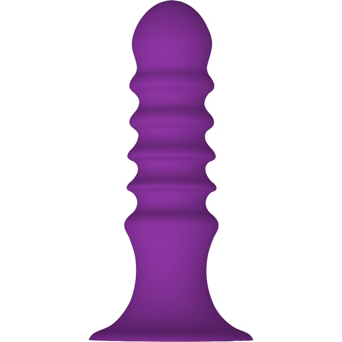 Фиолетовый ребристый анальный стимулятор RIBBED PLUG - 13,5 см - Cheeky Love