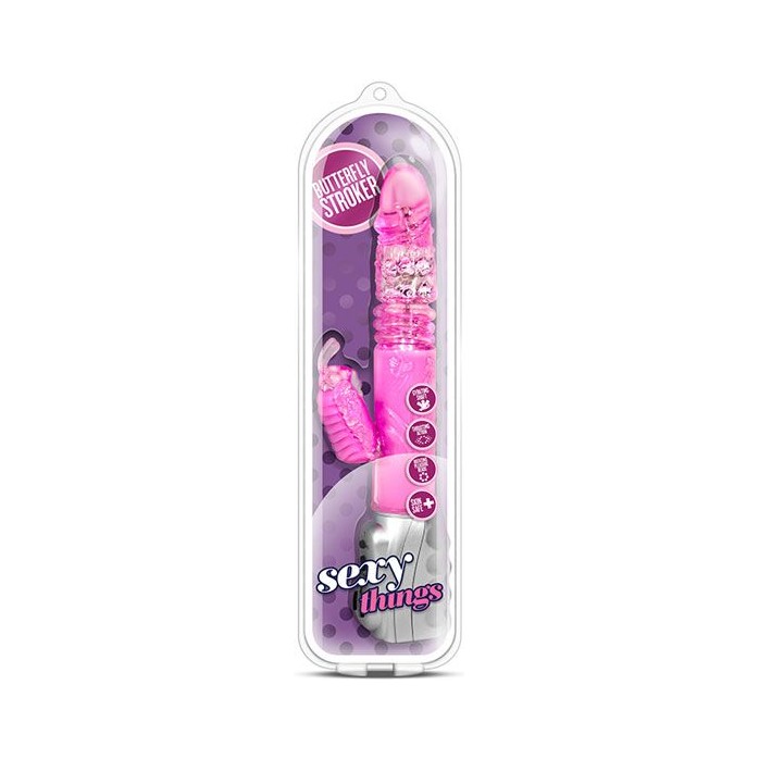 Розовый вибромассажер Butterfly Stroker - 29,8 см - Sexy Things. Фотография 2.