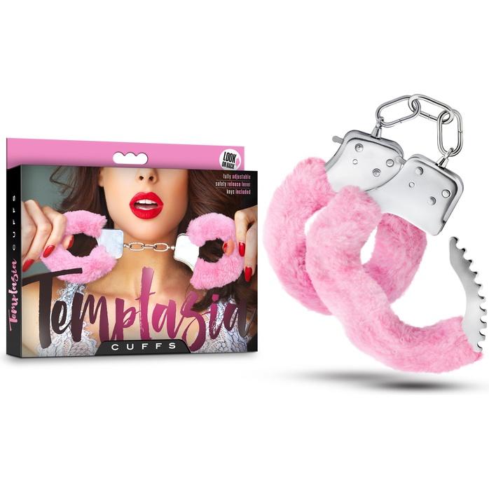 Розовые игровые наручники Cuffs - Temptasia. Фотография 5.