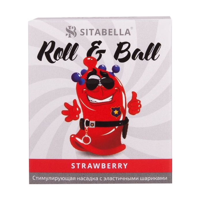 Стимулирующий презерватив-насадка Roll Ball Strawberry - Sitabella condoms. Фотография 2.