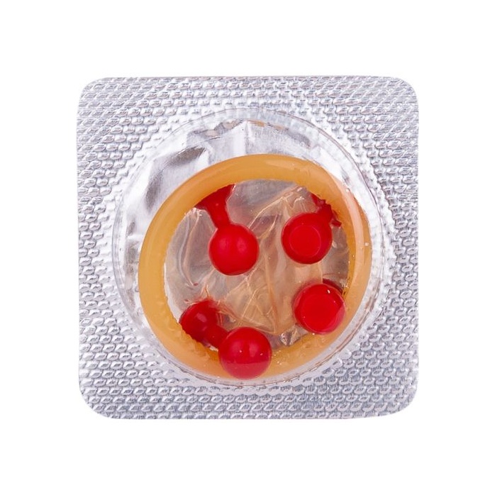 Стимулирующий презерватив-насадка Roll Ball Raspberry - Sitabella condoms. Фотография 4.