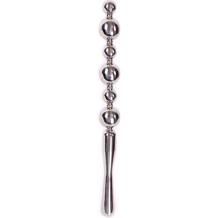 Серебристая металлическая анальная цепочка Anal Stick Large - 30 см