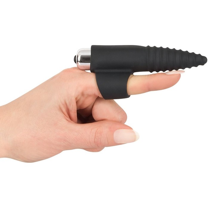 Черная вибронасадка на палец с винтовым наконечником Finger Vibrator - 10,5 см - You2Toys. Фотография 4.