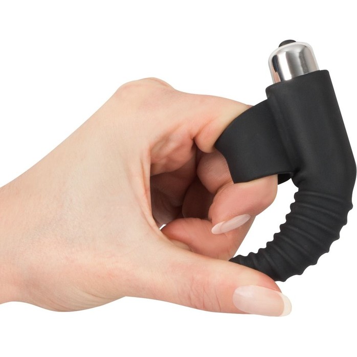 Черная вибронасадка на палец с винтовым наконечником Finger Vibrator - 10,5 см - You2Toys. Фотография 5.