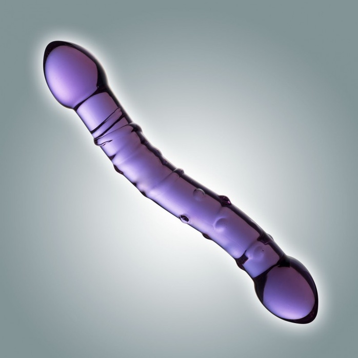 Фиолетовый стеклянный фаллоимитатор - 19 см