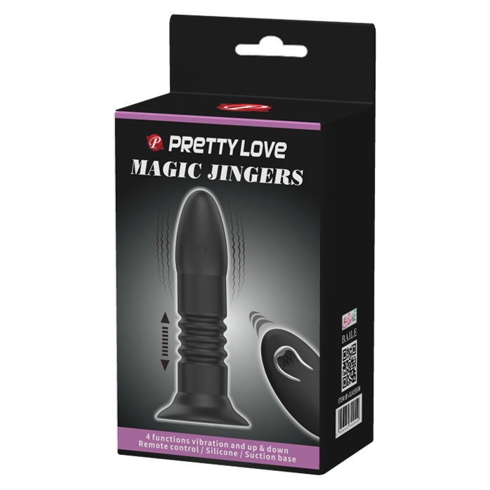 Черный анальный вибростимулятор Magic Jingers с пультом ДУ - 13,8 см - Pretty Love. Фотография 5.
