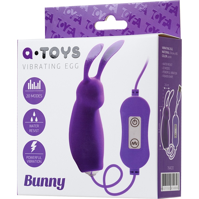 Фиолетовое виброяйцо с пультом управления A-Toys Bunny, работающее от USB. Фотография 4.