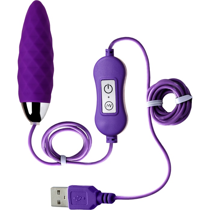 Фиолетовое узенькое виброяйцо с пультом управления A-Toys Cony, работающее от USB. Фотография 2.