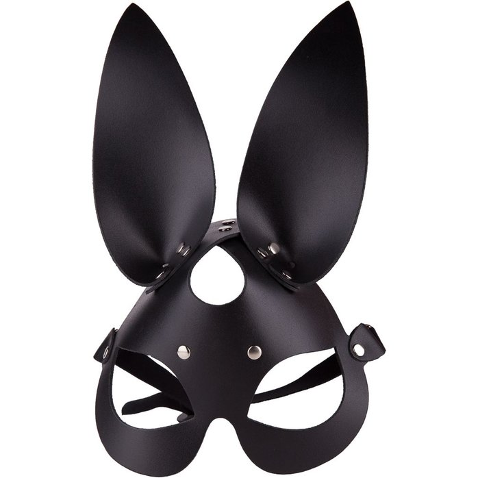 Чёрная кожаная маска с длинными ушками - BDSM accessories