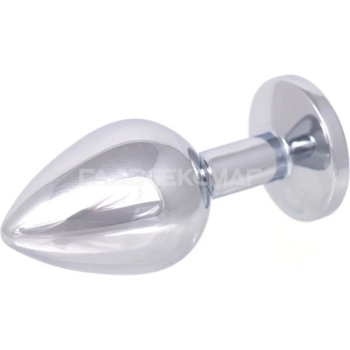 Серебристая анальная пробка с фиолетовым кристаллом - 8,2 см.. Фотография 3.