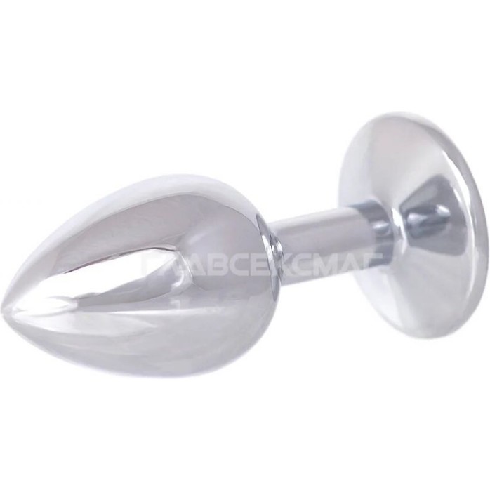 Серебристая анальная втулка с розовым кристаллом в основании - 7 см. Фотография 2.