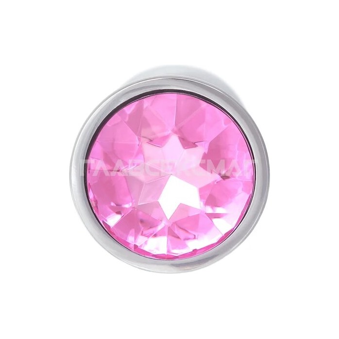 Серебристая анальная втулка с розовым кристаллом в основании - 7 см. Фотография 3.
