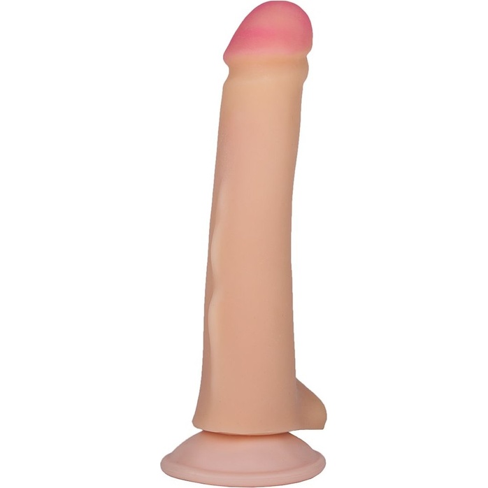 Телесный фаллоимитатор на присоске со стимулирующими шишечками - 19,5 см. Фотография 7.