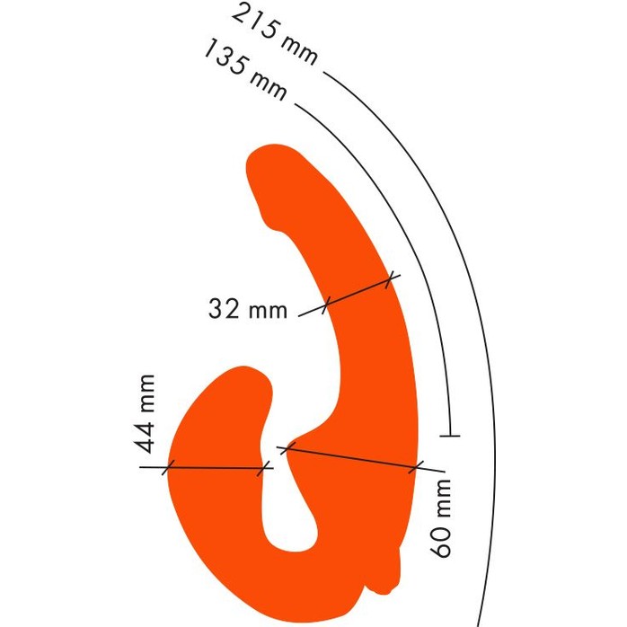 Оранжевый анатомический страпон с вибрацией. Фотография 3.