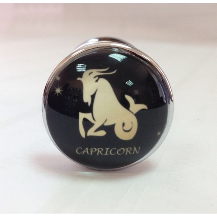 Серебристая анальная пробка со знаком зодиака - Козерог. Фотография 2.