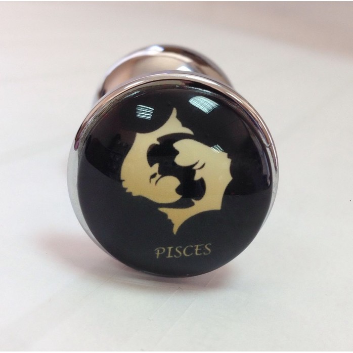 Серебристая анальная пробка со знаком зодиака - Рыбы. Фотография 3.