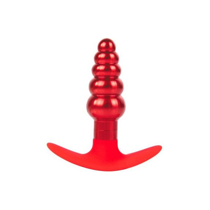 Красная анальная втулка из металла и силикона - 9,6 см - IRON LOVE