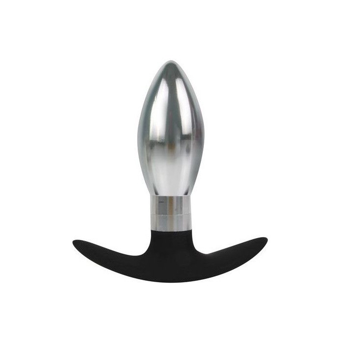 Каплевидная анальная втулка серебристо-черного цвета - 9,6 см - IRON LOVE