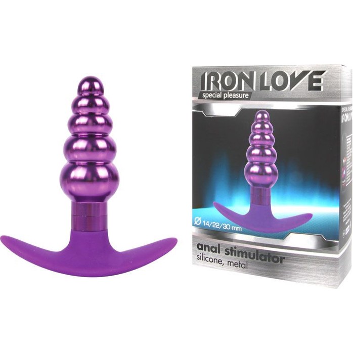 Фиолетовая анальная втулка из металла и силикона - 9,6 см - IRON LOVE. Фотография 2.