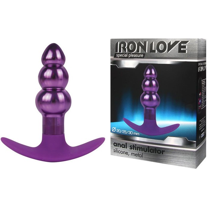 Анальная металлическая втулка фиолетового цвета - 9,6 см - IRON LOVE. Фотография 2.