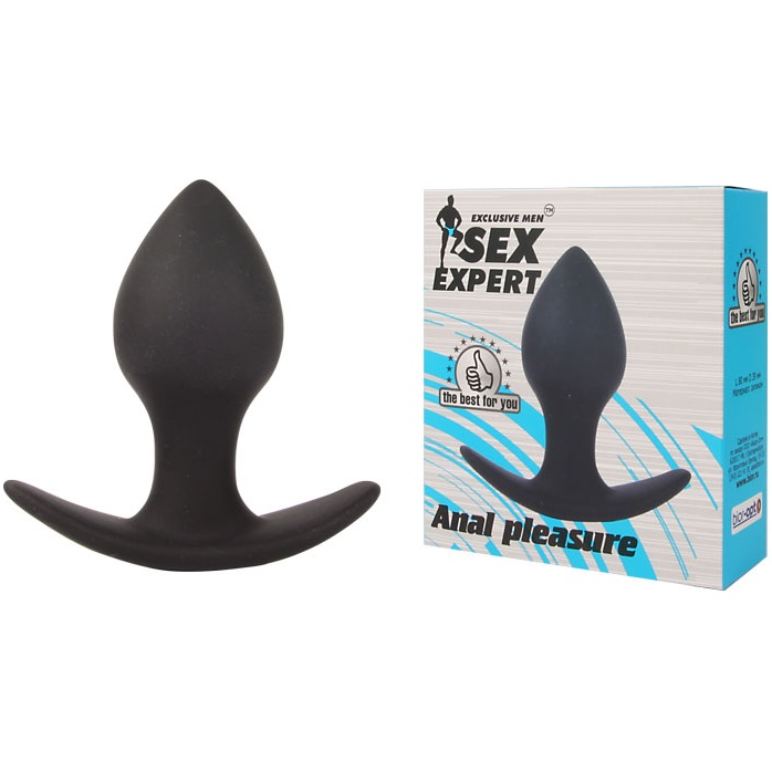 Чёрная анальная пробка с широким основанием Sex Expert - 8 см - SEX EXPERT. Фотография 2.