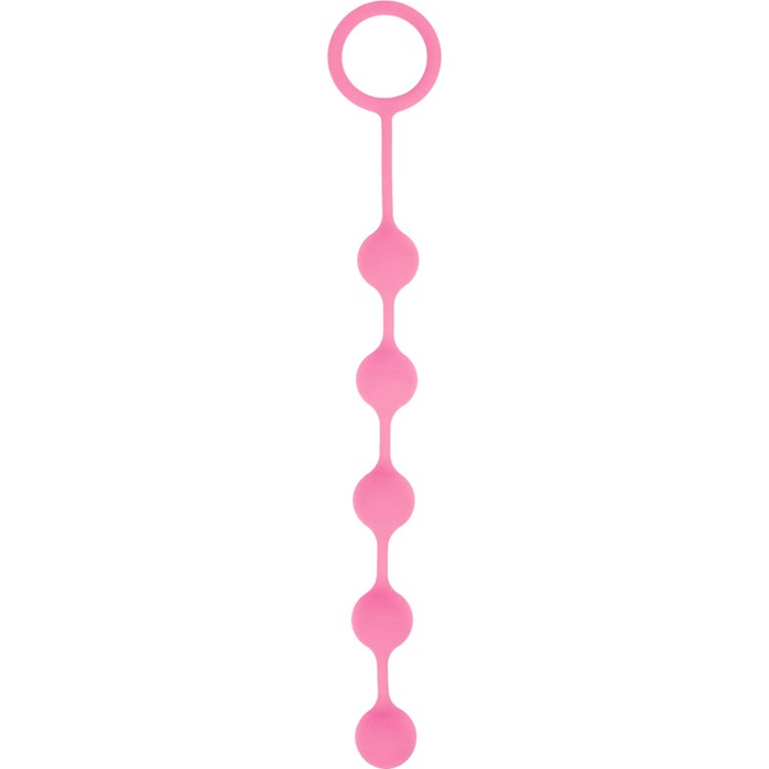 Розовая анальная цепочка с кольцом-ограничителем - 23 см - SWEET TOYS
