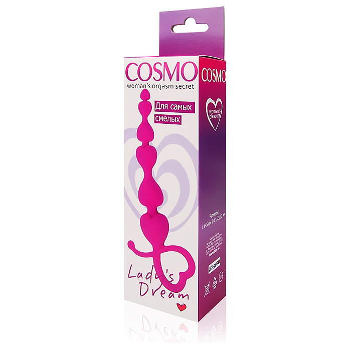 Розовая анальная цепочка Cosmo с петелькой - 14,5 см. Фотография 3.