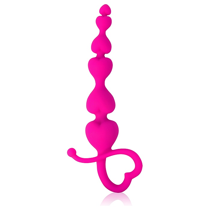 Розовая анальная цепочка Cosmo с петелькой - 14,5 см