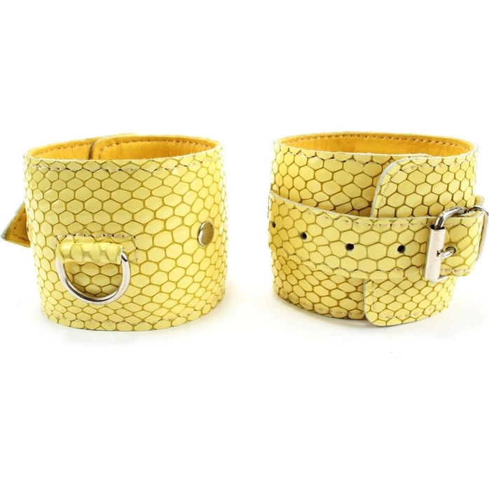 Кожаные наручники Желтый питон. Фотография 2.