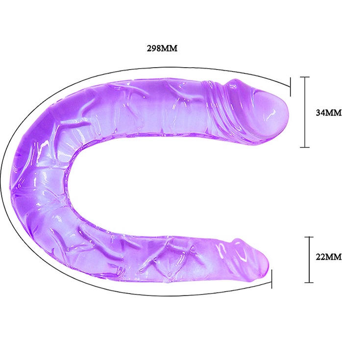 Двухсторонний фаллоимитатор Twin Head Double Dong фиолетового цвета - 29,8 см - EROWOMAN-EROMAN. Фотография 2.