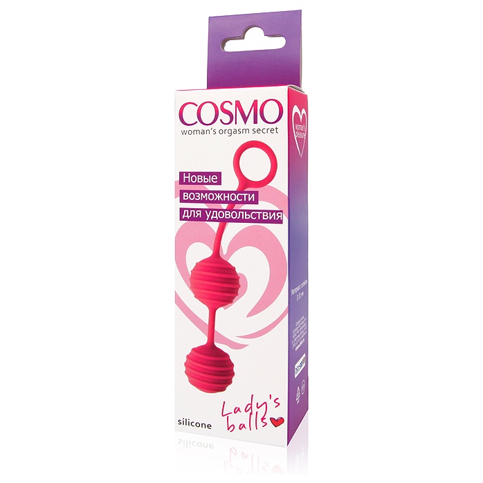 Розовые вагинальные шарики с ребрышками Cosmo. Фотография 3.