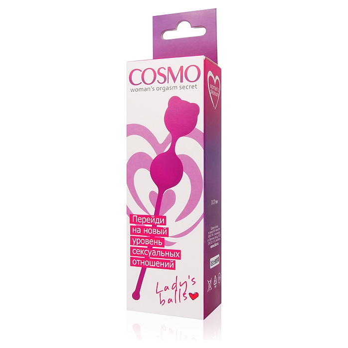 Ярко-розовые вагинальные шарики с ушками Cosmo. Фотография 3.