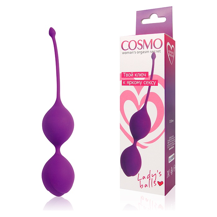 Фиолетовые двойные вагинальные шарики с хвостиком Cosmo. Фотография 2.