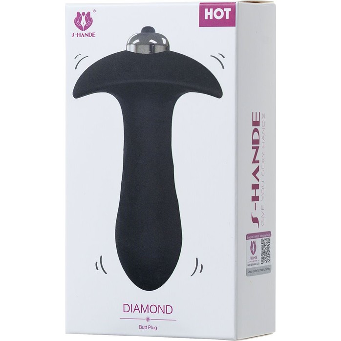 Чёрная анальная втулка S-HANDE DIAMOND с вибрацией - 10,3 см. Фотография 7.